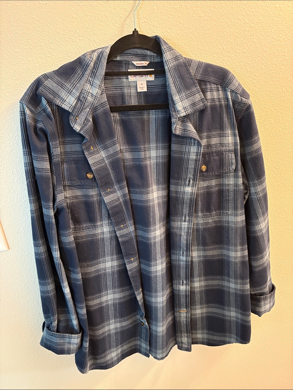 Carhartt Navy and Light Blue Plaid Flannel Shirt